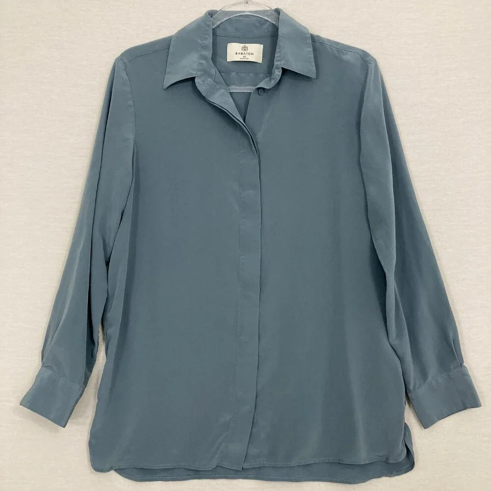 Babaton Blue Button Down Shirt